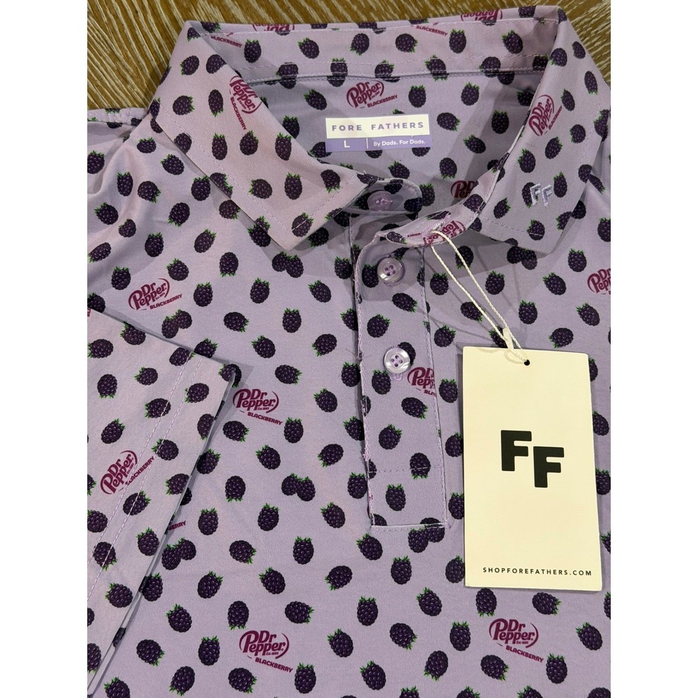 Fore Fathers Dr Pepper Blackberry Polo Shirt Mens Large Purple Golf Performance